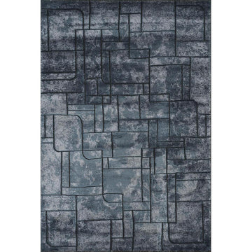 Belgravia Cobble BLG01 Modern Abstract Distressed Cobbles Metallic Shimmer Soft Textured Hi-Lo Polyblend Short Pile Deep Navy/Steel Blue/Black/Ash Grey/Silver/Sky Rug-Desire Rugs-Rug Love - The Most Loved Rug Store